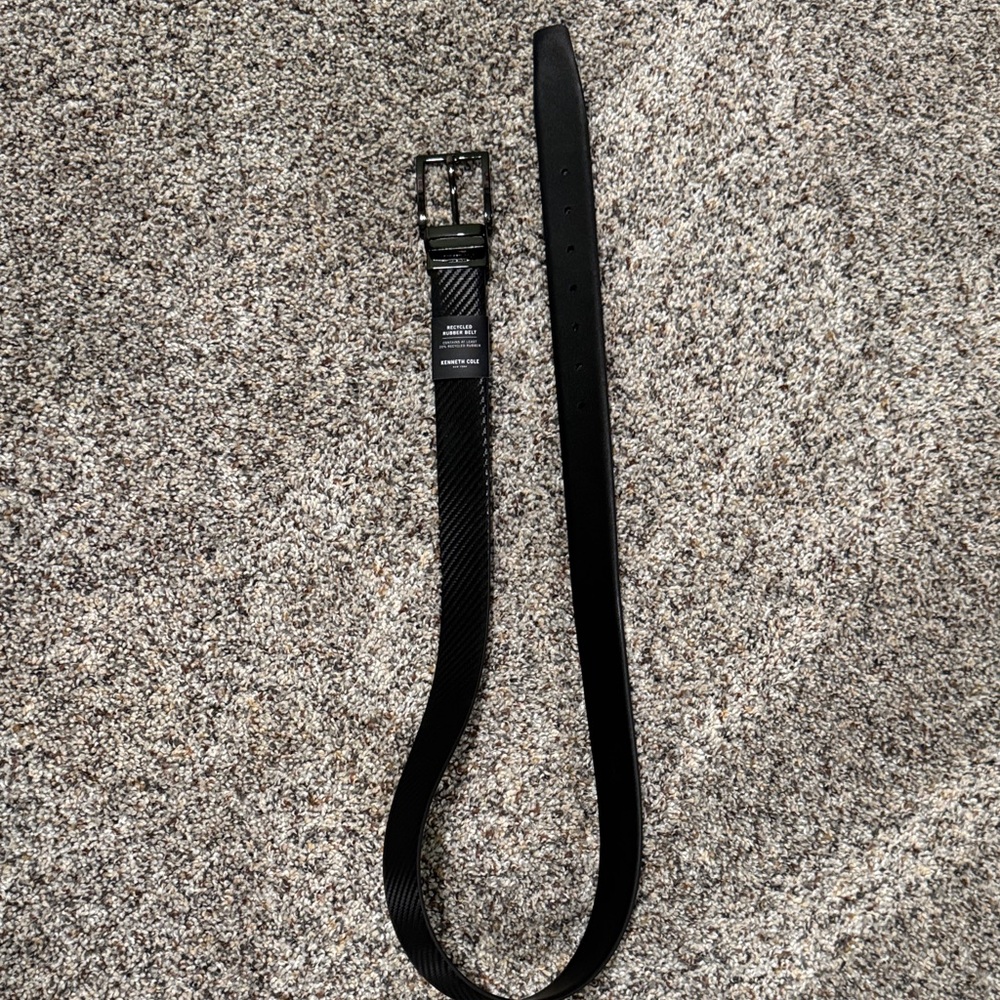 Kenneth Cole Black Textured Recycled Rubber Belt